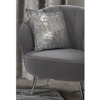Metallic Distressed Velvet Cushion - Silver