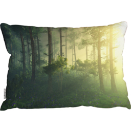 Forest In The Morning In A Fog In The Sun Cushion - Green - thumbnail 2