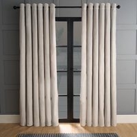Pair Of Matte Velvet Thermal Eyelet Curtains - Silver / 168cm / 228cm