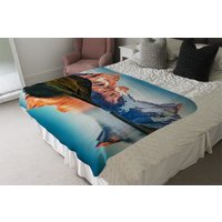 Fantastic Evening Panorama Of Bachalp Lake Blanket - Blue - thumbnail 1