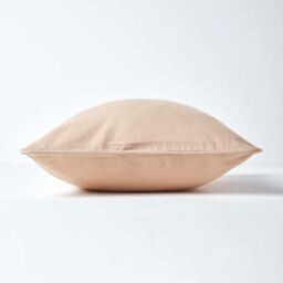 Homescapes Cotton Plain Cushion Cover - Beige / 45cm - thumbnail 3