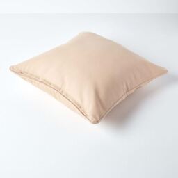 Homescapes Cotton Plain Cushion Cover - Beige / 45cm - thumbnail 4