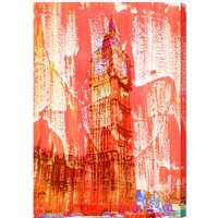 London Crazy Ben Paint Red Graphic Art Wrapped on Canvas - Red / 112cm
