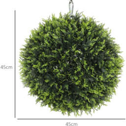 HOMCOM Set of 2 Artificial Plant Topiary Balls Faux Plants Green - Green - thumbnail 2