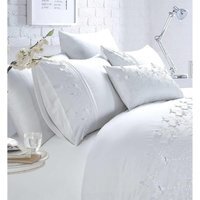 Papillon Floral Butterfly Embroidered Duvet Cover Bedding Set - White / Single