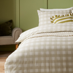 Hartsford Gingham Check Duvet Cover Set - Neutral / King - thumbnail 3