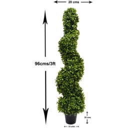 GreenBrokers 2 x Artificial Premium Spiral Boxwood Topiary Tree 96cm 3ft - Green - thumbnail 2
