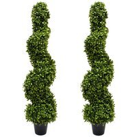 GreenBrokers 2 x Artificial Premium Spiral Boxwood Topiary Tree 96cm 3ft - Green - thumbnail 1