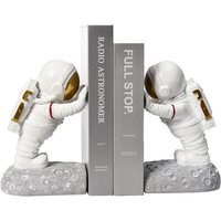 Decorative Pushing Astronauts Bookends Set - White