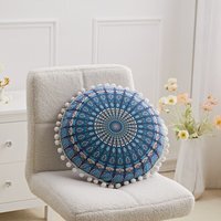 Cushion Cover Decorative Ethnic Round Pillowcase - Blue - image 1