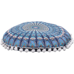 Cushion Cover Decorative Ethnic Round Pillowcase - Blue - thumbnail 2