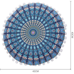 Cushion Cover Decorative Ethnic Round Pillowcase - Blue - thumbnail 5