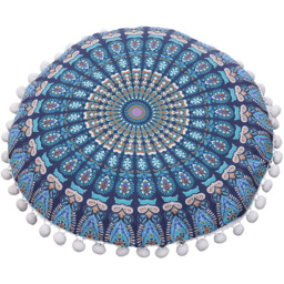 Cushion Cover Decorative Ethnic Round Pillowcase - Blue - thumbnail 3