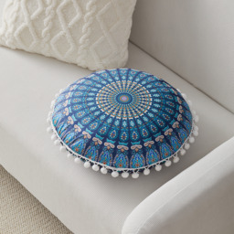 Cushion Cover Decorative Ethnic Round Pillowcase - Blue - thumbnail 4