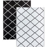 Patterned Outdoor Reversible Garden Rug - Black & White - image 1