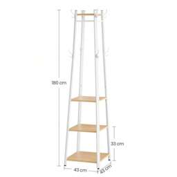 VASAGLE Coat Rack Stand with Shelves and Hooks - White - thumbnail 4