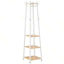 VASAGLE Coat Rack Stand with Shelves and Hooks - White - thumbnail 5