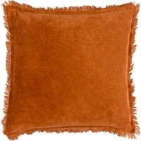 Jaye Velvet Fringed Cushion 45 x 45cm - Rust / Polyester