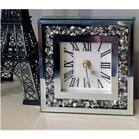 KB Loose Diamante Mantle Clock - Silver