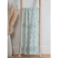 Juniper Tufted Cotton Blanket Throw - Aqua / 90cm