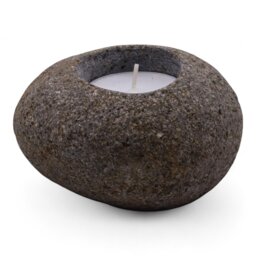 Natural Riverstone Candle Holder Single Nightlight for Cozy Ambiance - Brown - thumbnail 3