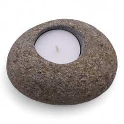 Natural Riverstone Candle Holder Single Nightlight for Cozy Ambiance - Brown - thumbnail 2