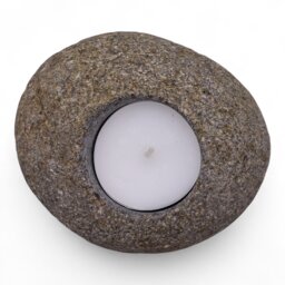 Natural Riverstone Candle Holder Single Nightlight for Cozy Ambiance - Brown - thumbnail 4