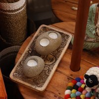Natural Riverstone Candle Holder Single Nightlight for Cozy Ambiance - Brown - thumbnail 1