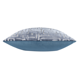 Soren Cut Velvet Abstract Cushion - Slate Blue / Feather - thumbnail 4