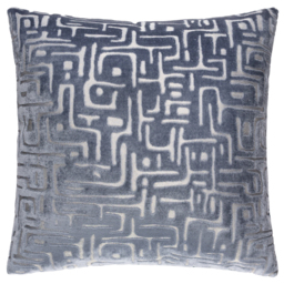 Soren Cut Velvet Abstract Cushion - Slate Blue / Feather - thumbnail 2