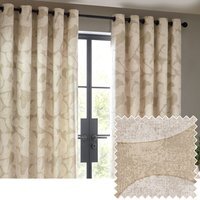 Set of 2 Brinn Abstract Cotton Eyelet Curtains - Natural / 168cm / 137cm - thumbnail 1