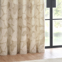 Set of 2 Brinn Abstract Cotton Eyelet Curtains - Natural / 168cm / 137cm - thumbnail 4