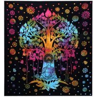 Bodhi Tree Handmade Cotton Bedspread  Wall Hanging - Indian Decor - Multi