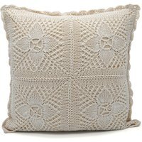 Floral Crochet Detail Landon Cushion - Neutral