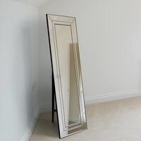 MirrorOutlet Double Bevel Modern Venetian Cheval Free Standing Mirror 150 X 40cm - All glass - image 1