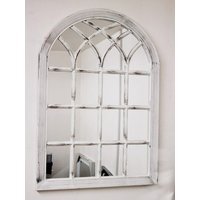 White Rustic Window Style Mirror 71x50cm - Rustic White