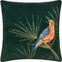 Odisha Exotic Bird Embroidered Cushion Cover - Emerald - image 1