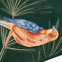 Odisha Exotic Bird Embroidered Cushion Cover - Emerald - thumbnail 4