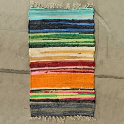 Rainbow Rag Rug 150x90cm Premium Quality Vibrant Colors - Multi - thumbnail 2