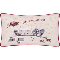 Cotswold Christmas Embroidered Velvet Polyester Filled Cushion 50 x 30cm - Cream/Burgundy - image 1