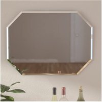 Frameless Octagonal Bathroom Mirror Wall Mounted Bevelled Edges - Silver