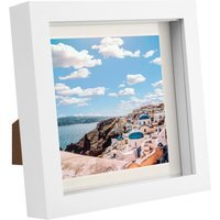 "6"" x 6"" White 3D Box Photo Frame - 4"" x 4"" Mount - White/Ivory" - image 1