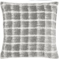Yarrow Check Faux Mohair Check Feather Rich Cushion - Flint Grey - image 1