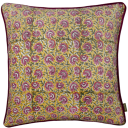 Chedworth Piped Velvet Cushion - Golden / Polyester - thumbnail 2