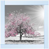 Pink Tree Glitter Liquid Wall Art Dcor - Silver