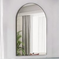 Large Arched Aluminium Wall Mirror for Bedroom Living Room - Black - thumbnail 1