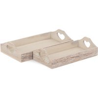 Shallow Wooden Heart Cut Out Tray - Brown / 18cm - image 1