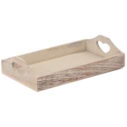 Shallow Wooden Heart Cut Out Tray - Brown / 18cm - thumbnail 5