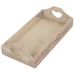 Shallow Wooden Heart Cut Out Tray - Brown / 18cm - thumbnail 2