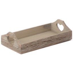 Shallow Wooden Heart Cut Out Tray - Brown / 18cm - thumbnail 3